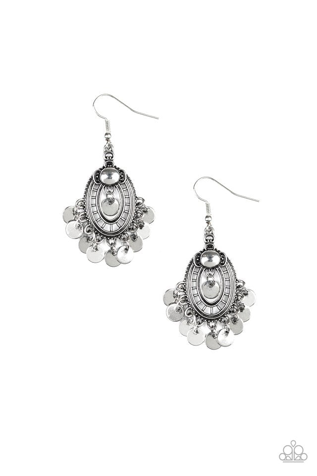 Paparazzi Earring ~ Chime Chic - Silver