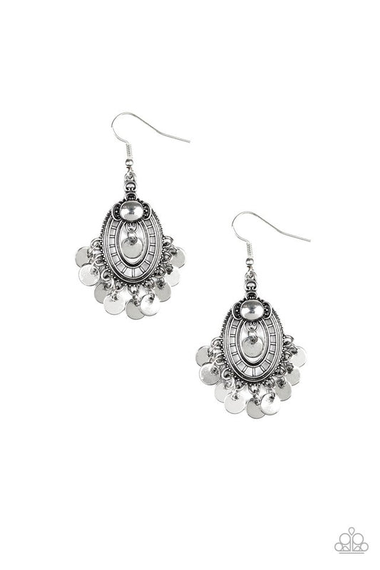 Paparazzi Earring ~ Chime Chic - Silver