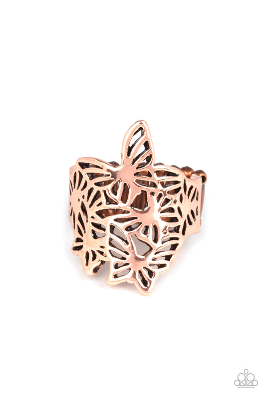 Paparazzi Ring ~ Banded Butterflies - Copper