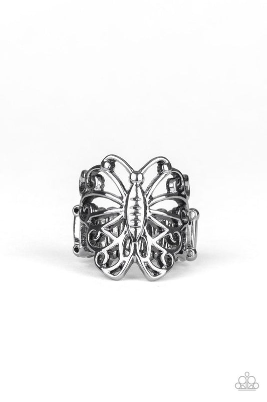 Wouldnt Hurt a BUTTERFLY - Black - Paparazzi Ring Image