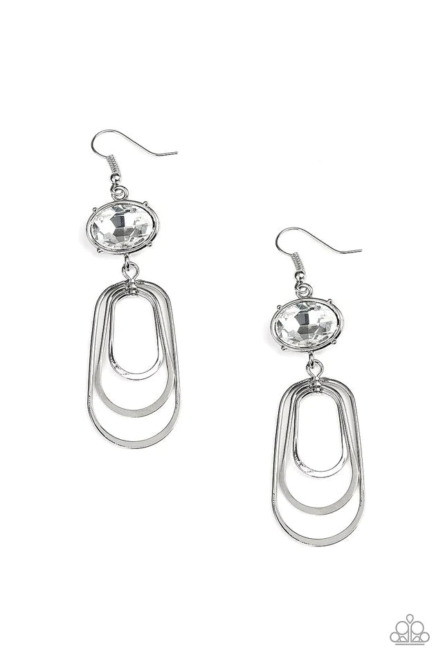 Paparazzi Earring ~ Drop-Dead Glamorous - White