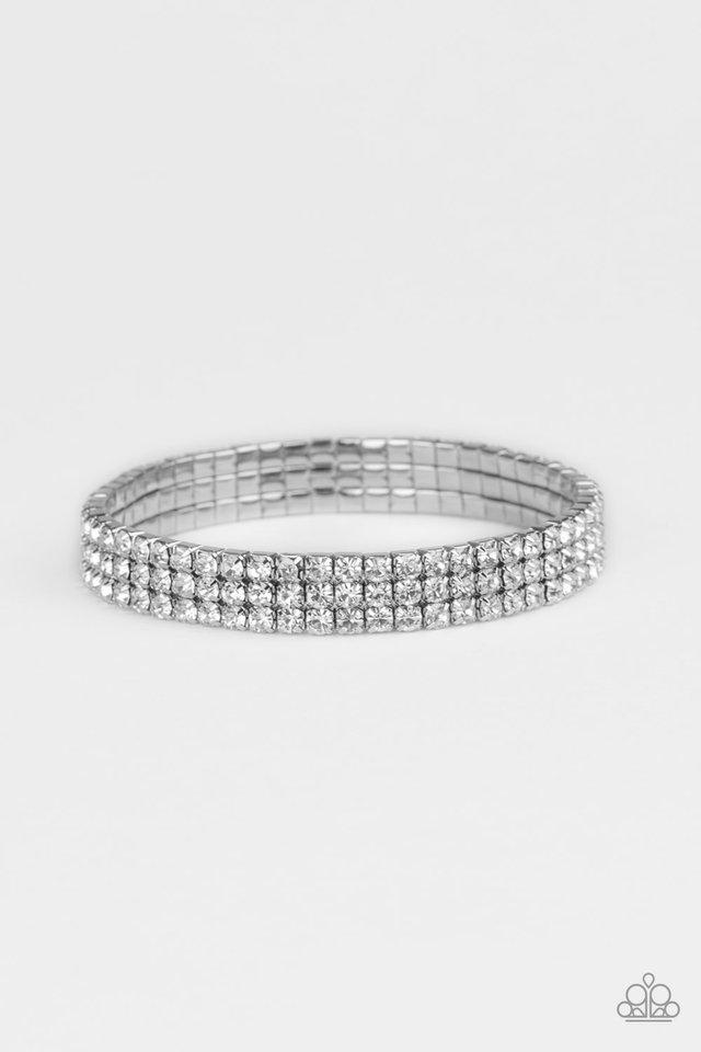 Pulsera Paparazzi ~ Baraja apilada - Blanco