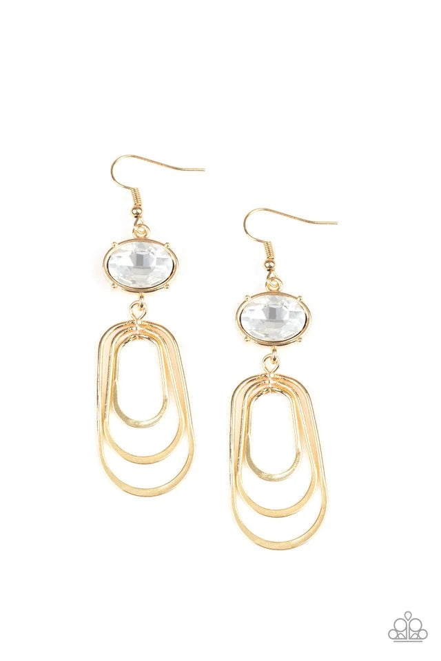 Paparazzi Earring ~ Drop-Dead Glamorous - Gold