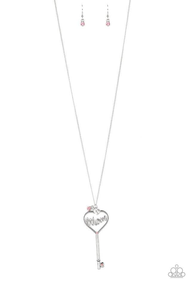 Paparazzi Necklace ~ The Key To Moms Heart - Pink