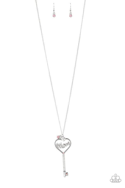 Paparazzi Necklace ~  The Key To Moms Heart - Pink