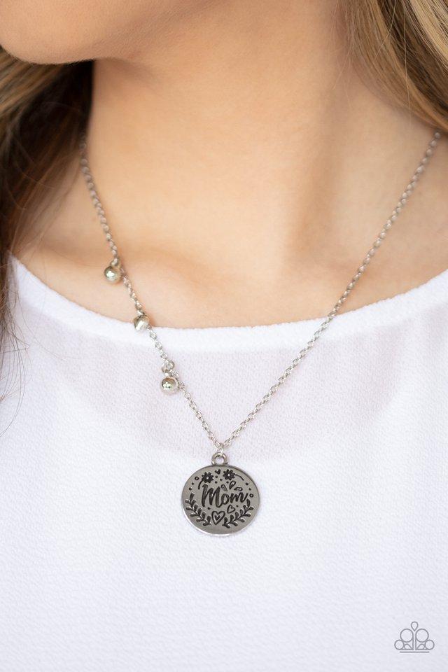 Paparazzi Necklace ~ Mom Mantra - Silver