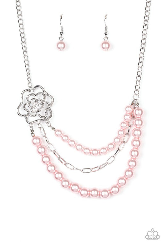 Paparazzi Necklace ~ Fabulously Floral - Pink