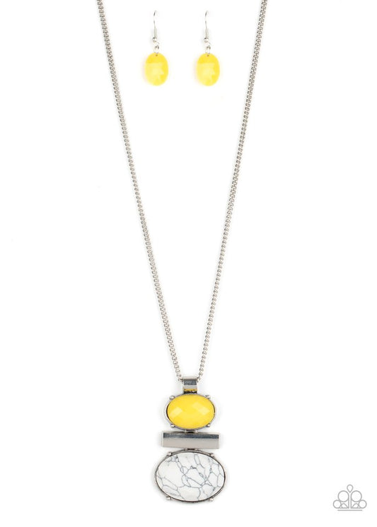 Finding Balance - Yellow - Paparazzi Necklace Image