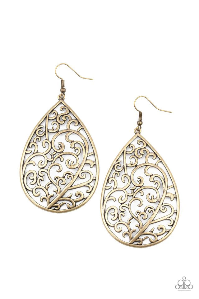 Paparazzi Earring ~ Grapevine Grandeur - Brass