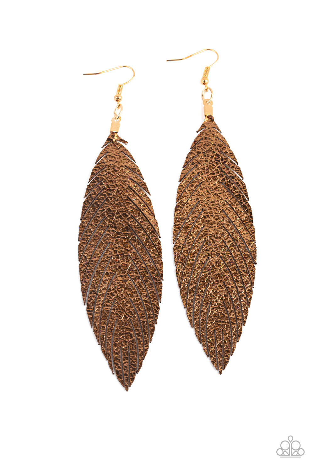 Paparazzi Earrings - Feather Fantasy - Gold