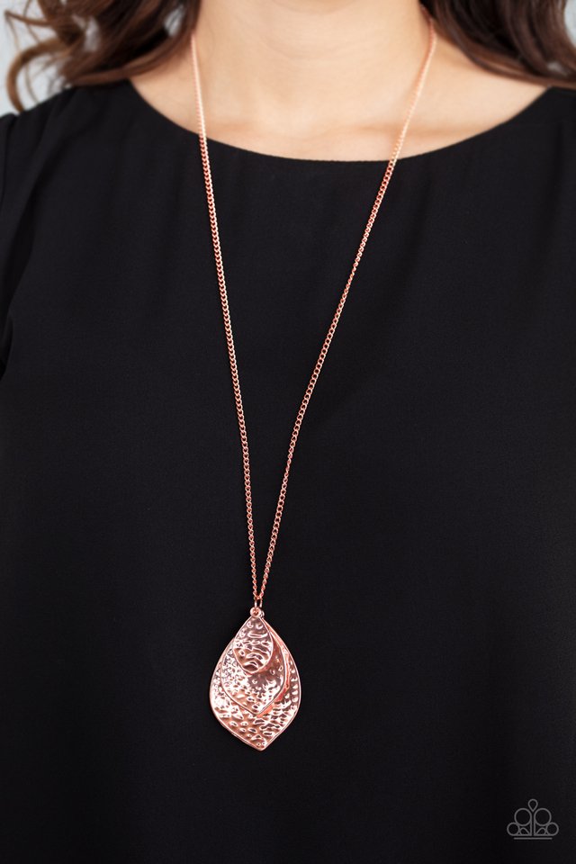 Copper leaf store necklace paparazzi