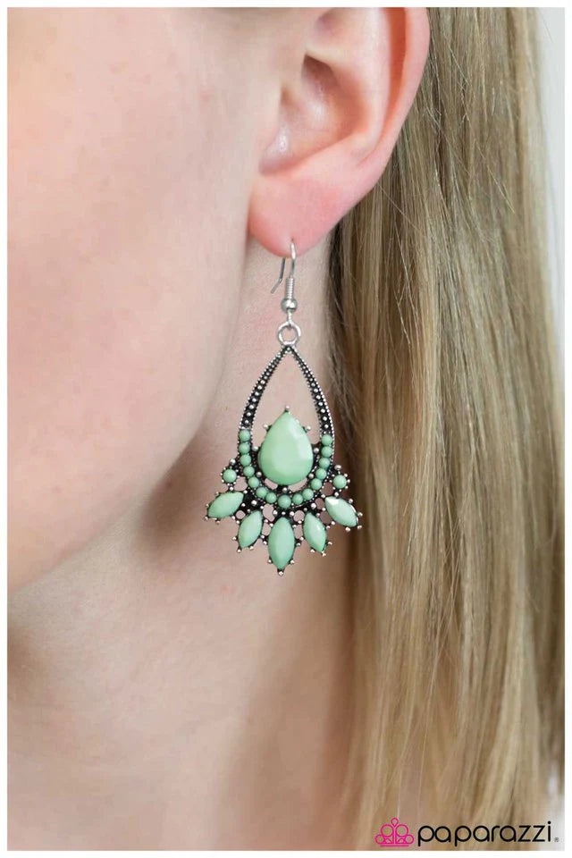 Paparazzi Earring ~ Something Borrowed - Green
