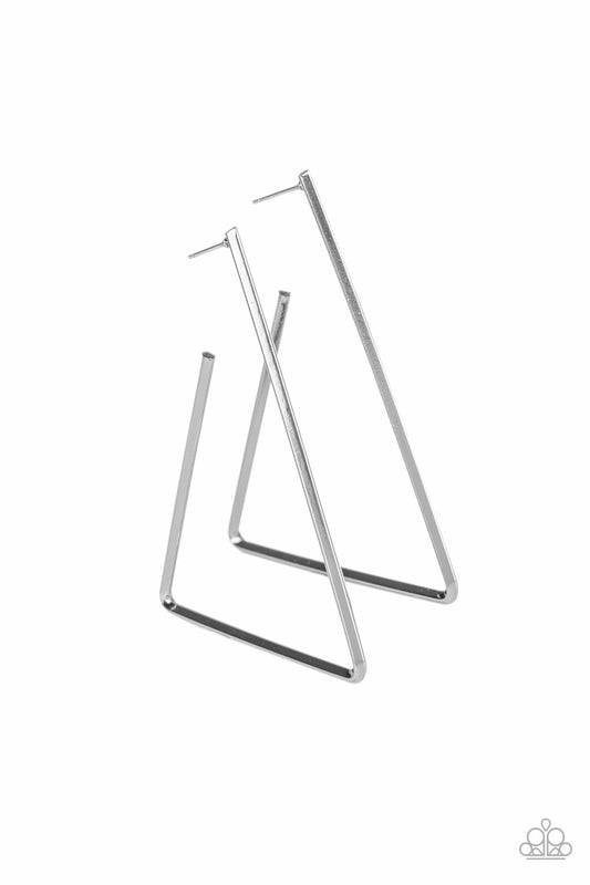 Paparazzi Earring ~ Go Ahead and TRI - Silver