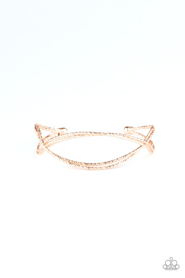 Bending Over Backwards - Rose Gold - Paparazzi Bracelet Image
