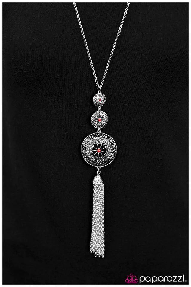 Paparazzi Necklace ~ The Third Wheel - Red