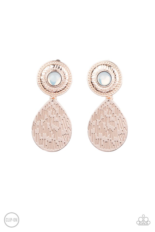 Emblazoned Edge - Rose Gold - Paparazzi Earring Image