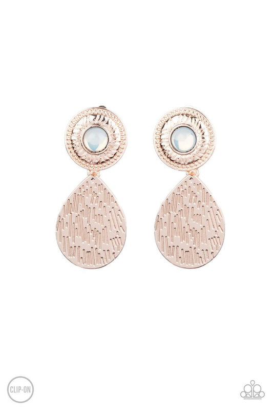 Emblazoned Edge - Rose Gold - Paparazzi Earring Image