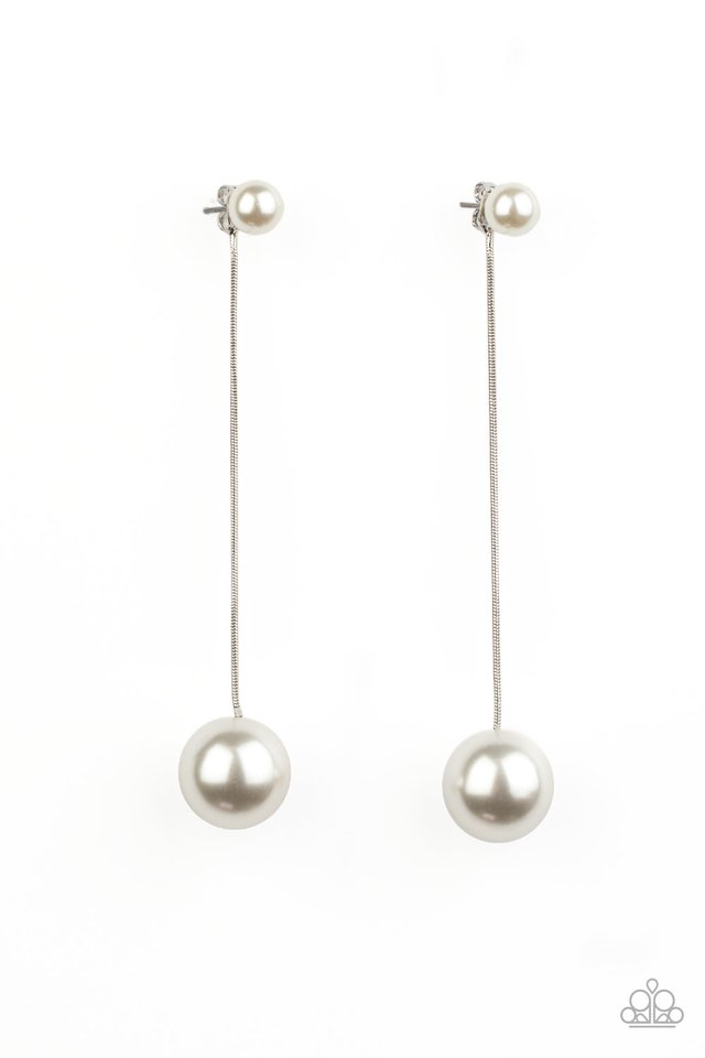 Extended Elegance - White - Paparazzi Earring Image
