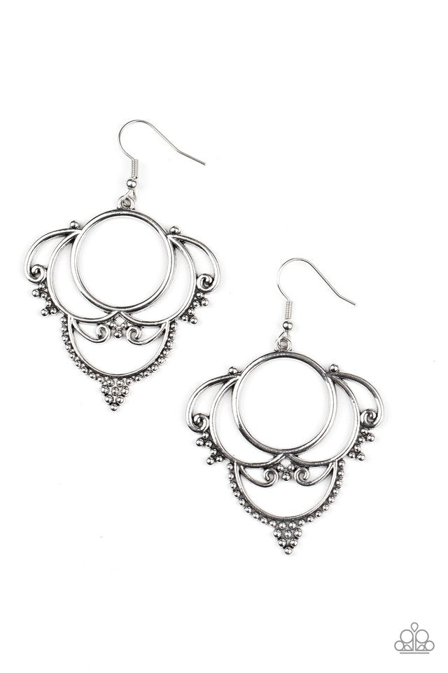 Metallic Macrame - Silver - Paparazzi Earring Image