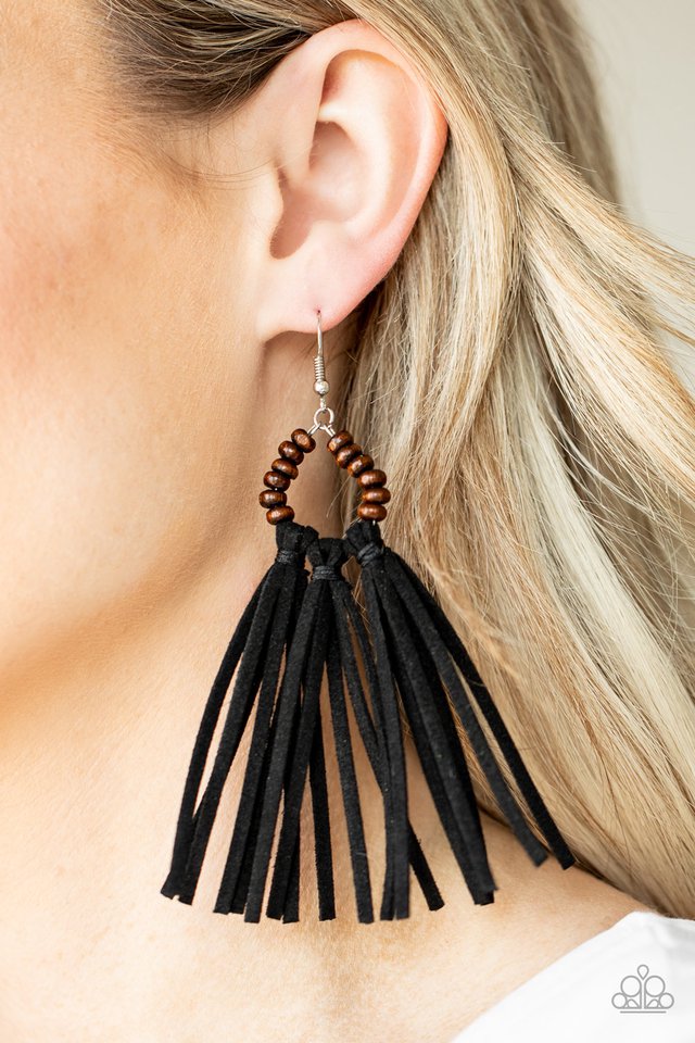 Paparazzi black sale tassel earrings