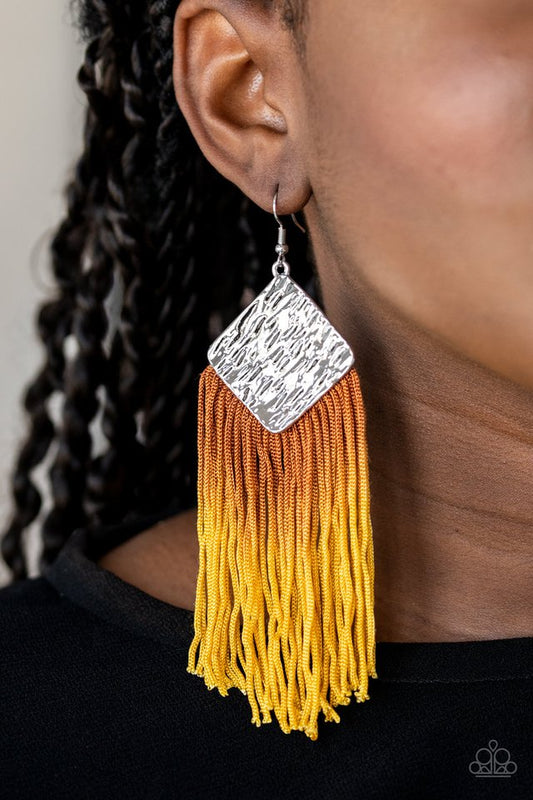 DIP The Scales - Yellow - Paparazzi Earring Image