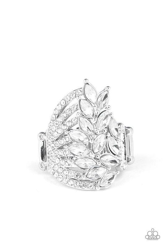 Clear-Cut Cascade - White - Paparazzi Ring Image