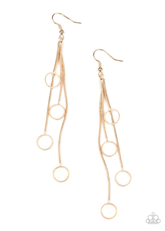 Full Swing Shimmer - Gold - Paparazzi Earring Image