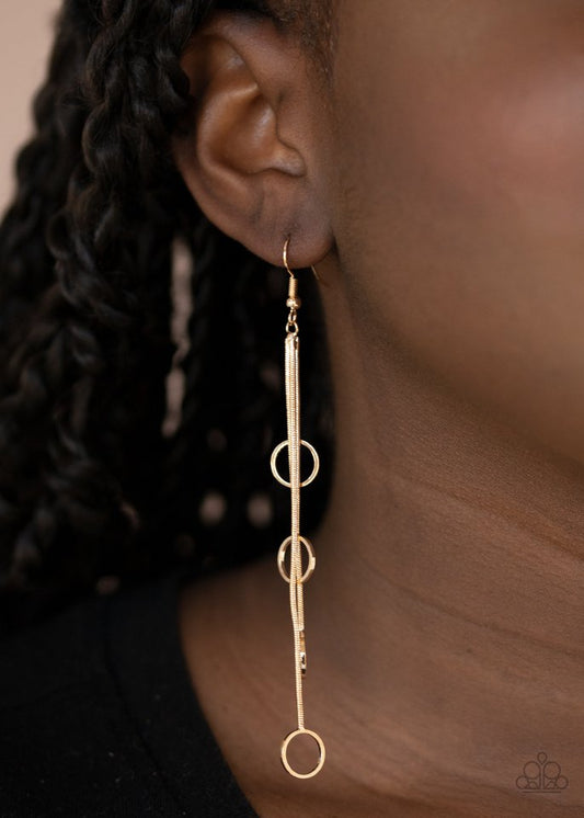 Full Swing Shimmer - Gold - Paparazzi Earring Image