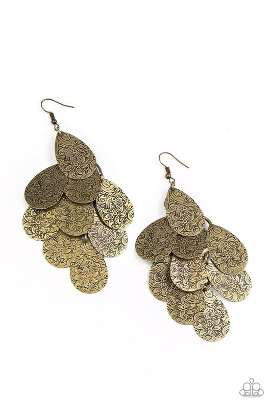 Hibiscus Harmony - Brass - Paparazzi Earrings Image
