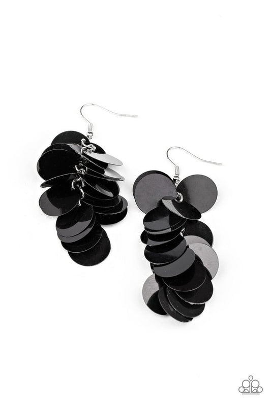 Now You SEQUIN It - Black - Paparazzi Earring Image