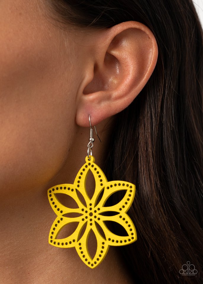 Paparazzi yellow on sale wooden earrings