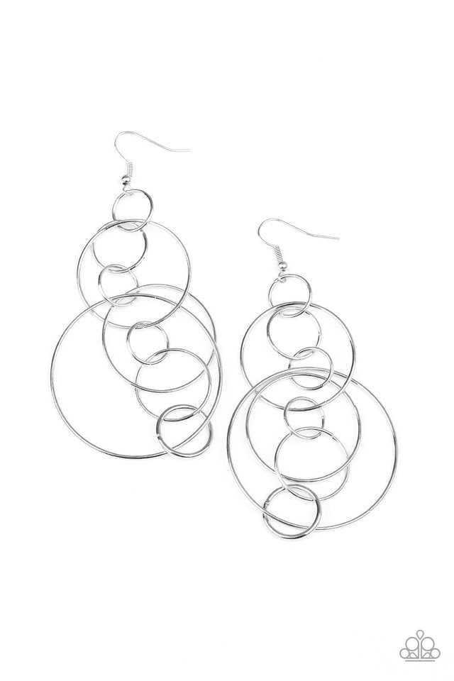 Running Circles Around You - Silver - Paparazzi Earring Image