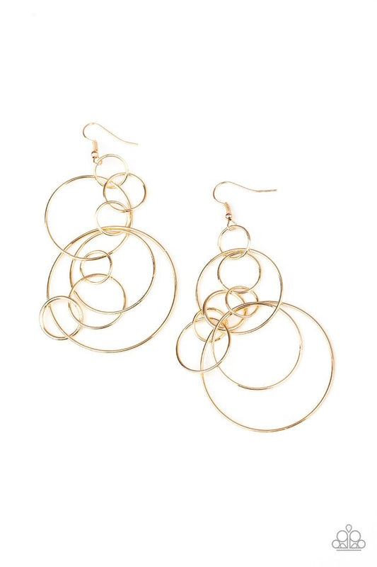 Running Circles Around You - Gold - Paparazzi Earring Image