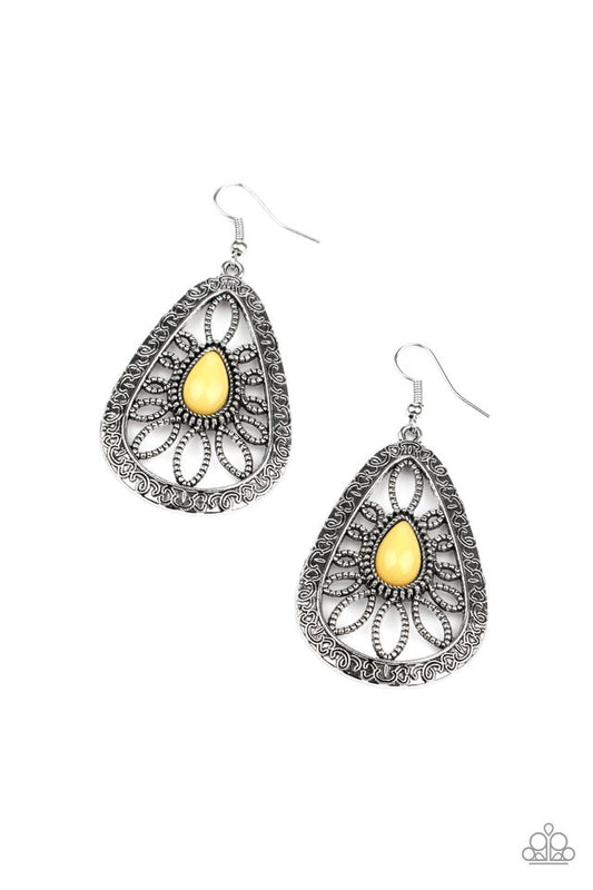 Floral Frill - Yellow - Paparazzi Earring Image