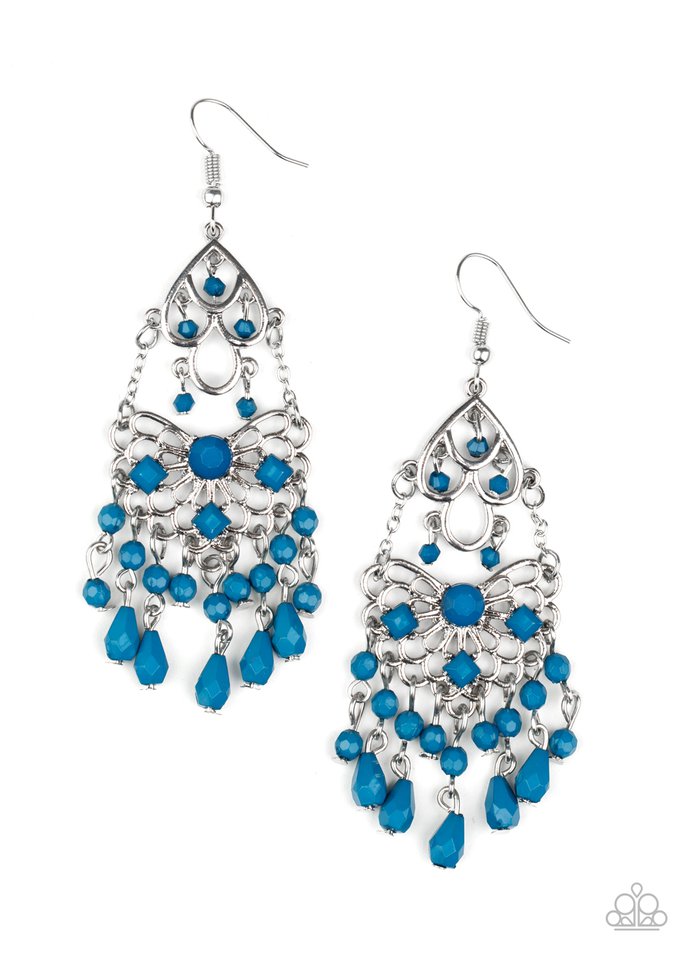 Glass Slipper Glamour - Blue - Paparazzi Earring Image