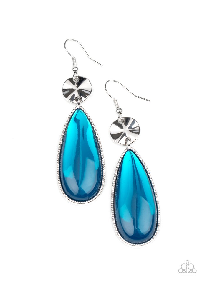 Jaw-Dropping Drama - Blue - Paparazzi Earring Image