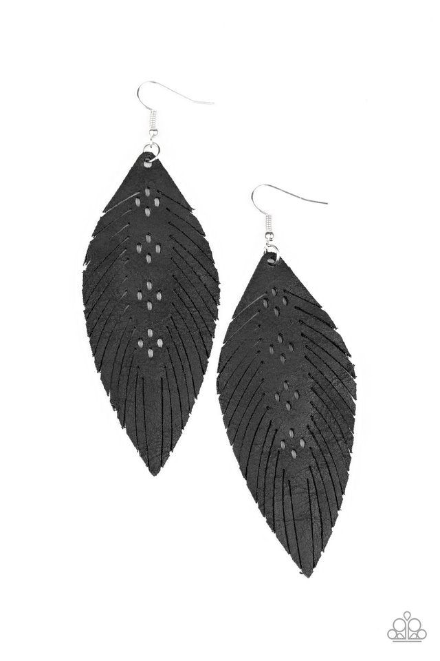 Wherever The Wind Takes Me - Black - Paparazzi Earring Image