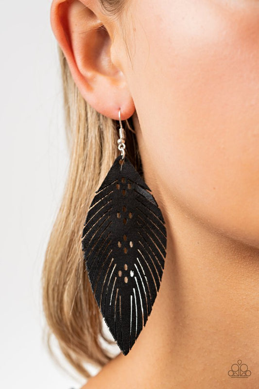 Wherever The Wind Takes Me - Black - Paparazzi Earring Image