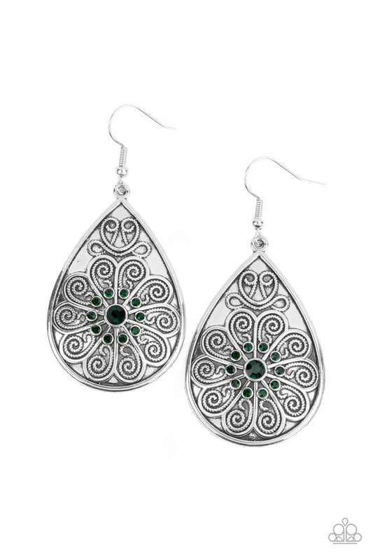 Banquet Bling - Green - Paparazzi Earring Image