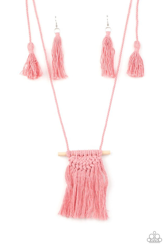 Between You and MACRAME - Pink - Paparazzi Necklace Image