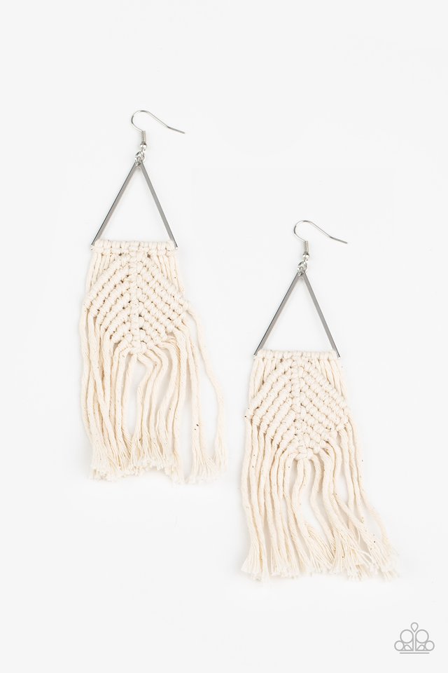 Macrame Jungle - White - Paparazzi Earring Image