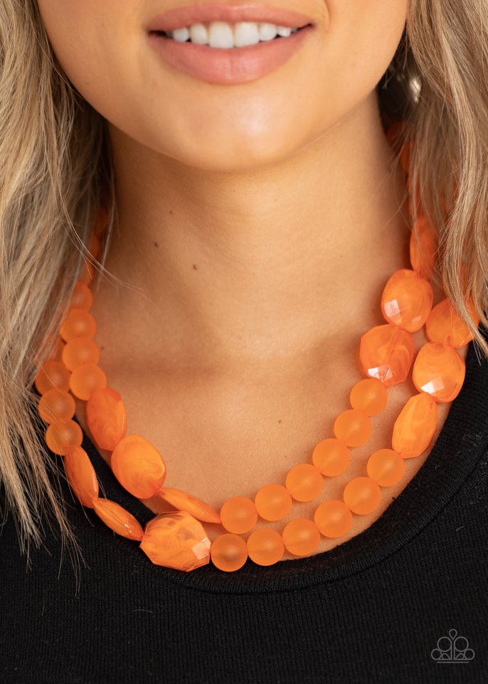 Arctic Art - Orange - Paparazzi Necklace Image