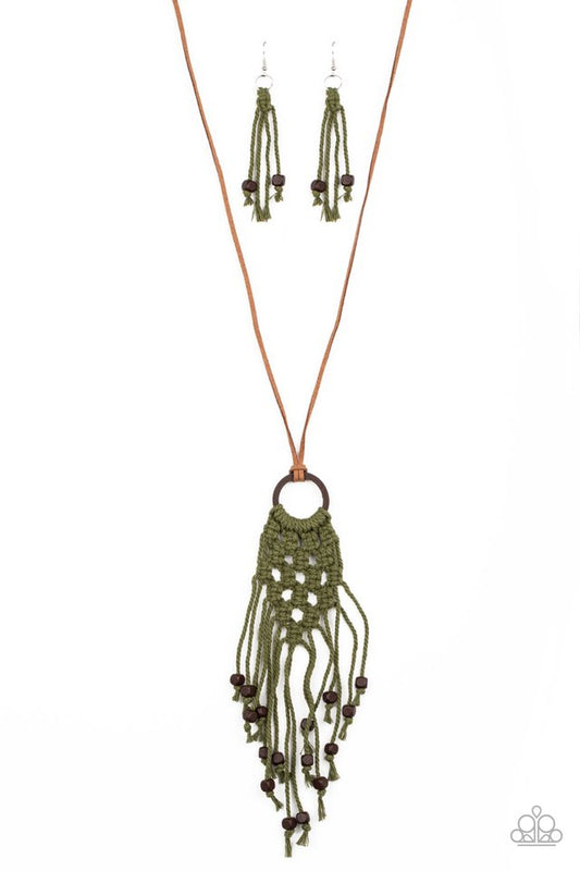 It’s Beyond MACRAME! - Green - Paparazzi Necklace Image
