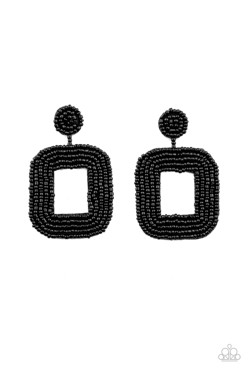 Pendiente Paparazzi ~ Beaded Bella - Negro