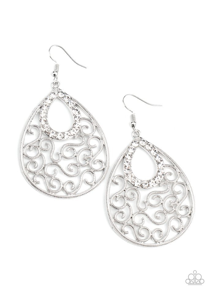 Seize The Stage - White - Paparazzi Earring Image