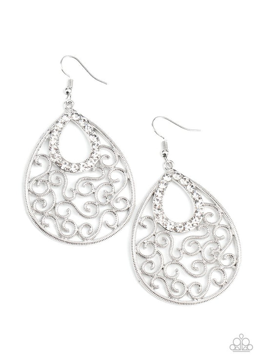 Seize The Stage - White - Paparazzi Earring Image