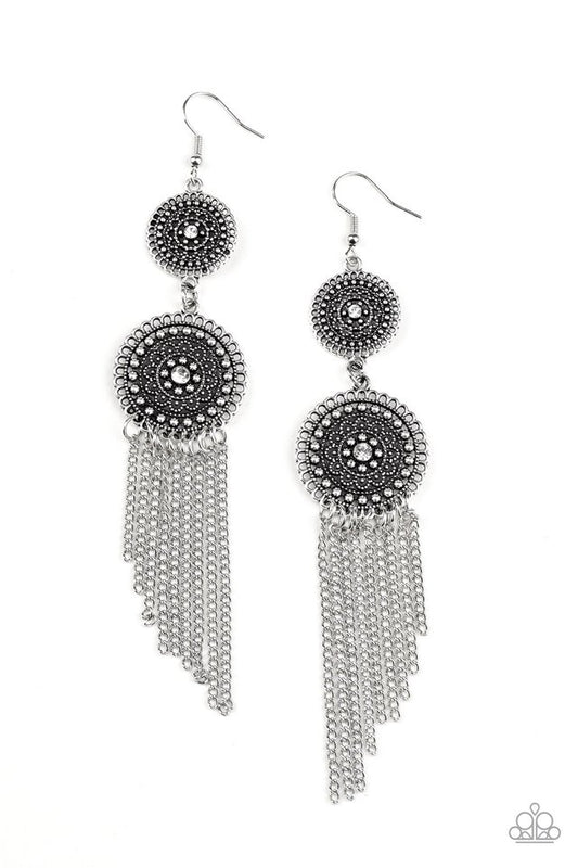 Medallion Mecca - White - Paparazzi Earring Image