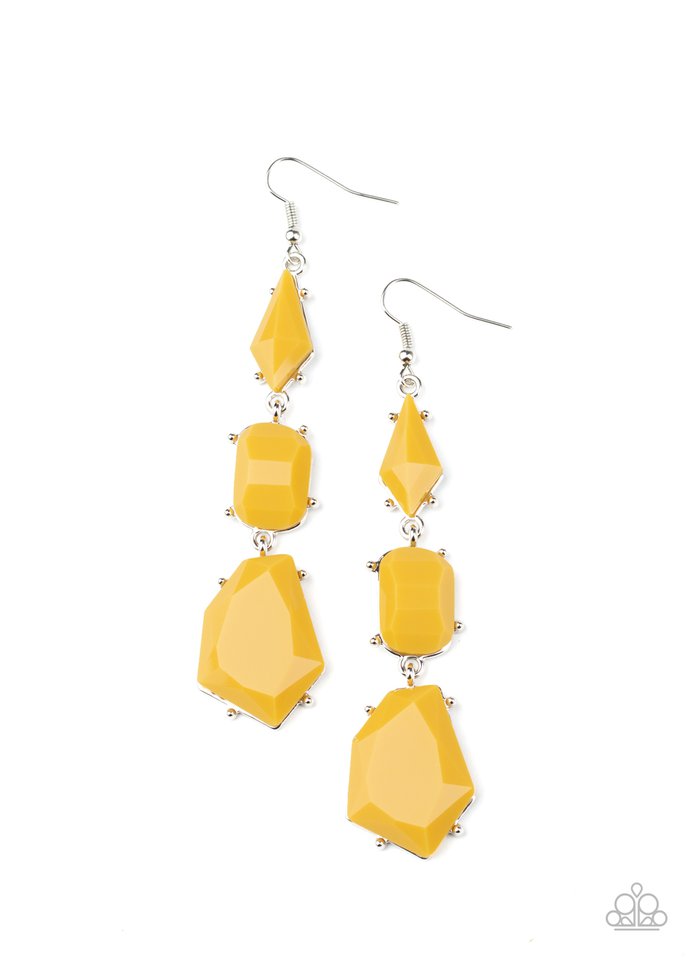 Geo Getaway - Yellow - Paparazzi Earring Image