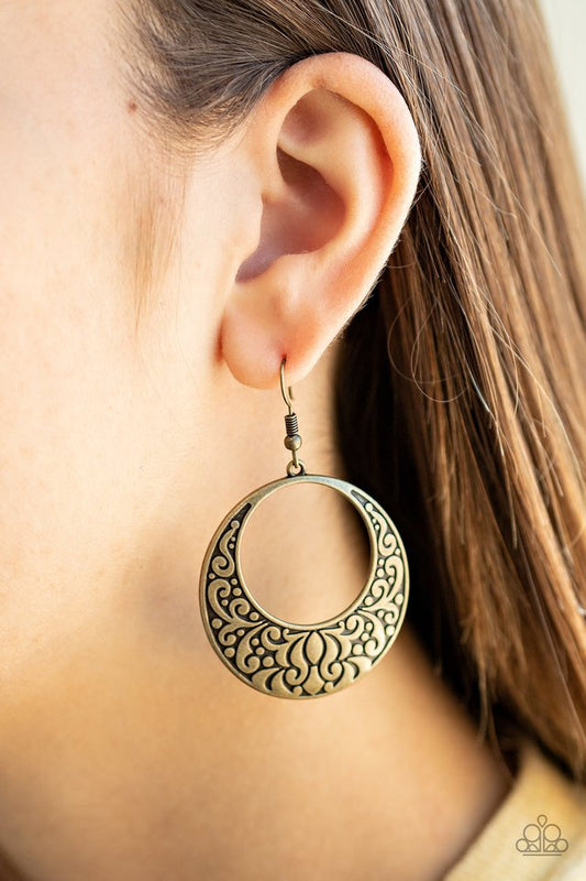 Secret Groves - Brass - Paparazzi Earring Image