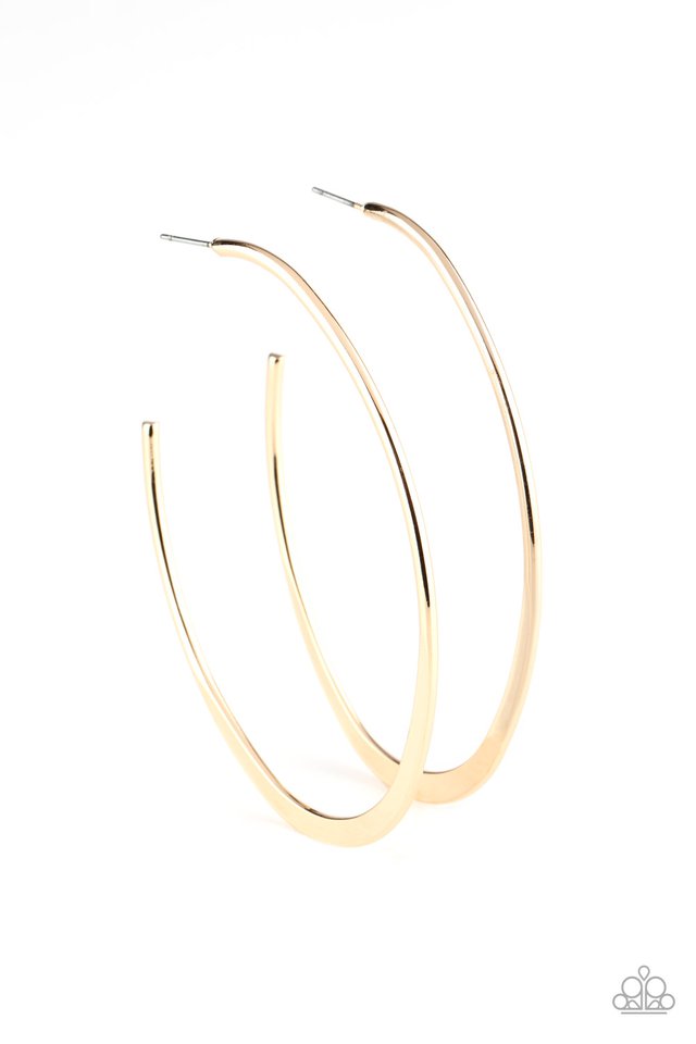 Flatlined - Gold - Paparazzi Earring Image